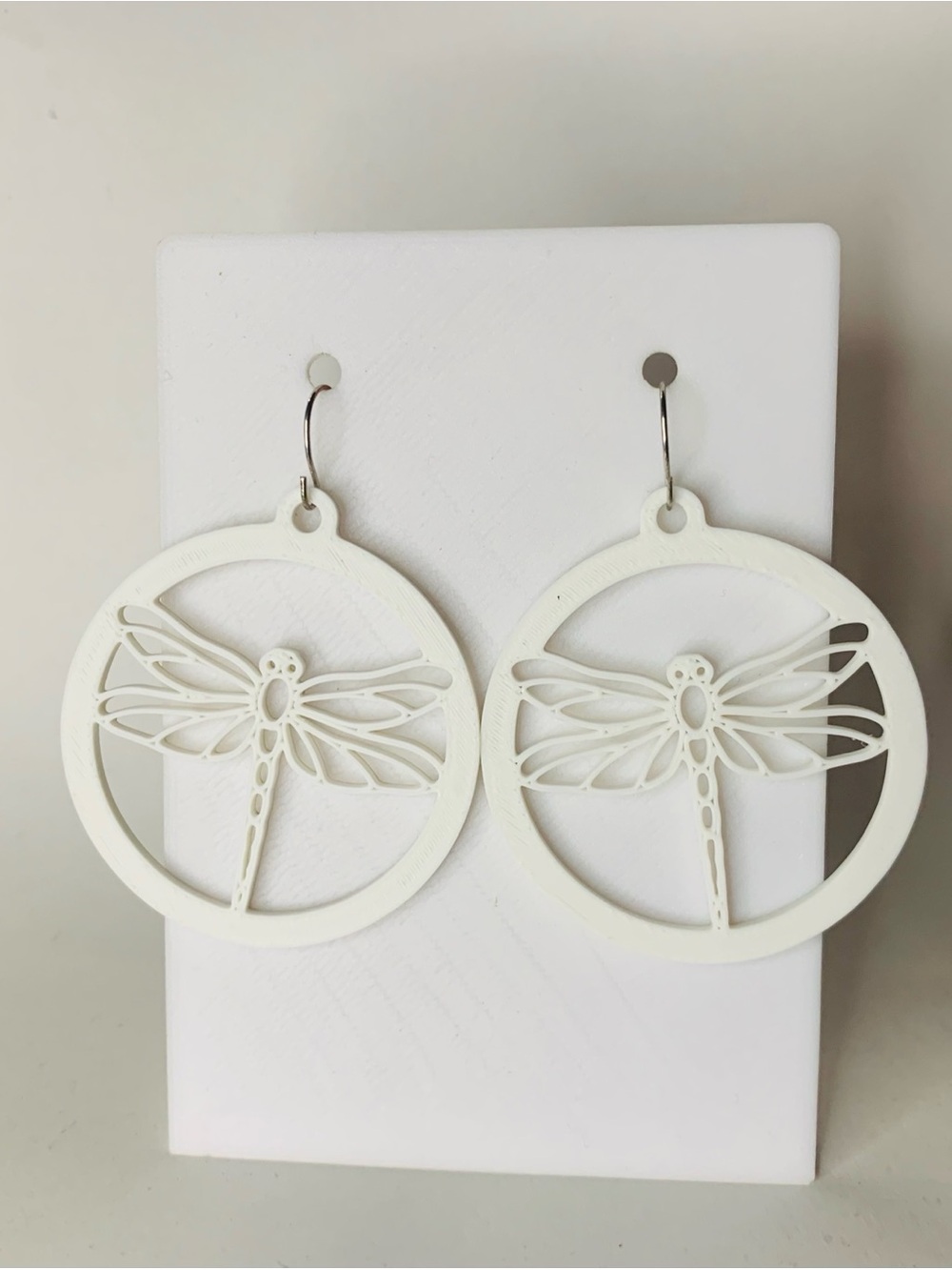 White Dragonfly Cutout Hoop Earrings - Home Accents